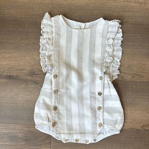 YELLOW PELOTA Baby Ruffled Dreamboat Romper Stripes 18M